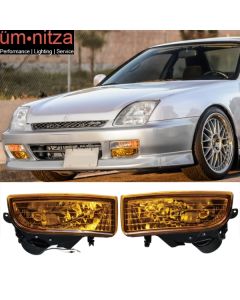 Fits 97-01 Honda Prelude JDM Yellow Lens Aluminum Housing Fog Lights Lamps Pair