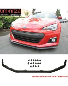 Fits 13-16 Subaru BRZ STI Style Front Bumper Lip Spoiler Unpainted Black PU