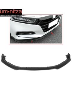 Fits 18-21 Honda Accord OE Style Front Bumper Lip Spoiler Kit 3PC Unpainted PP