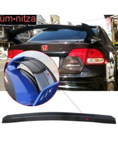 Fits 06-11 Honda Civic Top Gurney Flap Trunk Spoiler Wing Transparent Smoke