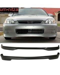 Fits 99-00 Honda Civic EK Front + Rear Bumper Lip Spoiler Unpainted Black PP