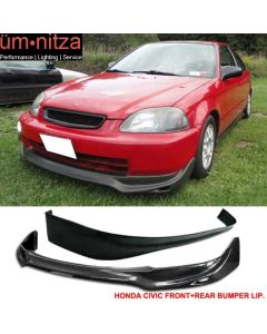 Fit 96-98 Honda Civic Hatchback PU JDM JUN Style Front + Rear Bumper Lip Spoiler