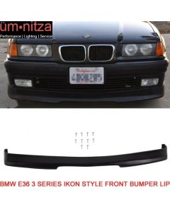 Fits 92-98 BMW E36 3-Series Front Bumper Lip Spoiler IKON Style Unpainted PU