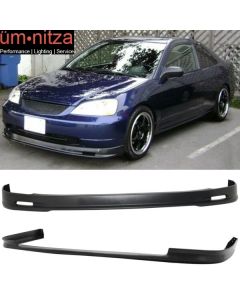 Fits 01-03 Civic 4Dr Mugen Style Front + TR Style Rear Bumper Lip Spoiler - PP