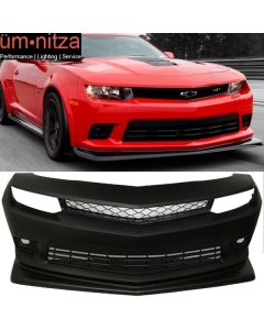 Fits 14-15 Chevy Camaro SS Style Unpainted Front Bumper Cover Fog Lights + Lip