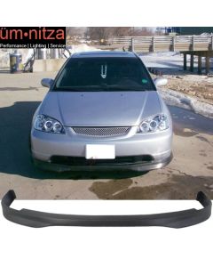 Fits 01-03 Honda Civic 2Dr 4Dr Type R BM Style Front Bumper Lip - PU CF Texture