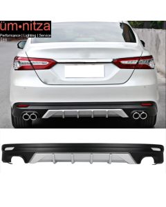 Fits 18-23 Toyota Camry Rear Bumper Lip Diffuser Unpainted Black & Silver PP