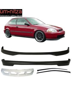 Fits Honda Civic 96-98 3Dr PP Front + Rear Bumper Lip Spoiler +Sun Window Visor