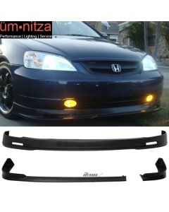 Fits 01-03 Honda Civic EM2 2DR Mugen Style Front + NEW TR Style Rear Bumper Lip