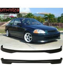 Fits 96-98 Honda Civic Hatchback TR Style Front Bumper Lip + Rear Bumper Lip PP