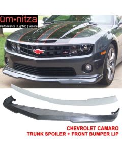 Fits 10-13 Chevy Camaro V8 SS Front Bumper Lip + ABS Rear Trunk