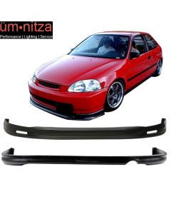 Fits 96-98 Honda Civic 2Dr/4Dr Mugen Style Front Bumper Lip + Rear Bumper Lip PP