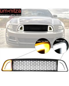 Fits 13-14 Ford Mustang Non-Shelby Front Upper LED Light Grille Honeycomb Grill