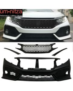 Fits 16-21 Honda Civic OE Style Front Bumper Cover Conversion Kit W/Grille PP