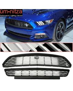 Fits 15-17 Ford Mustang GT CS CA Special Style Front Upper Lower Grille Silver