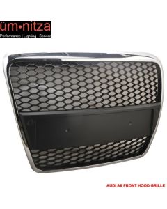 Fits 05-10 Audi A6 C6 RS Chrome Front Mesh Hood Grille Grill