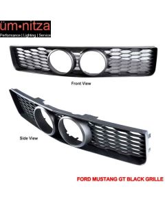 Fits 05-09 Ford Mustang GT Black Front Grille & Center Fog Hole