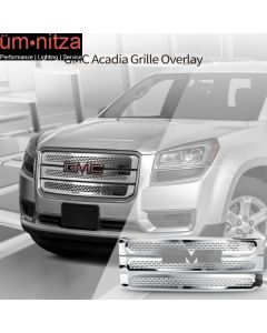 Fits 13-16 GMC Acadia Tape On Grille Overlay 3 Bar Front Grill Cover Chrome