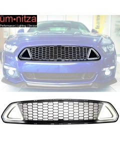 Fits 15-17 Ford Mustang IKON Style Unpainted Front Upper Mesh Grille W/ LED