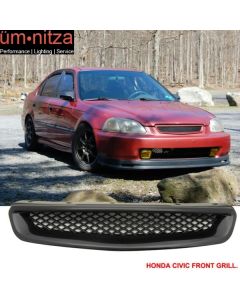 For 96-98 Honda Civic EJ EK Type R Front Hood Grille Mesh Upper Grill Black ABS