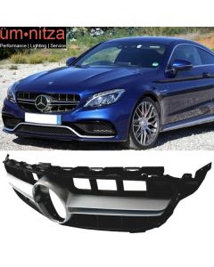 Fits 15-18 Benz C Class W205 Silver Sport Vertical AMG Front Grille No Camera