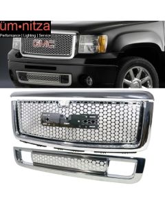 Fits 07-13 GMC Sierra 1500 Denali Front Bumper Upper + Molding + Lower Grille