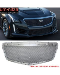 Fits 14-19 Cadillac CTS 4Dr B Style Chrome Front Bumper Hood Grille Grill - ABS