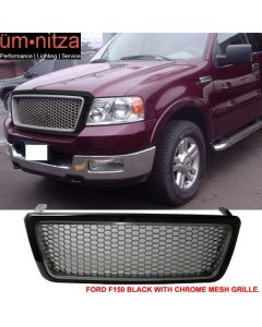 Fits 04-08 Ford F150 F-150 Black Chrome Mesh Hood Grille ABS Grill