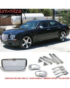 Fits 05-10 Chrysler 300 Front Grille + Door Handle + Mirror Cover + Pillar Post