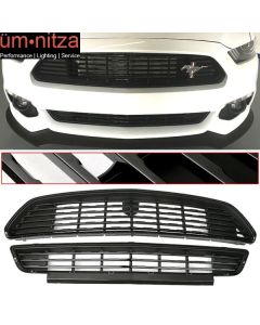 Fits 15-17 Ford Mustang GT CS CA Special Style Front Upper Lower Grille Black