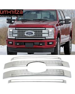 Fits 17-19 Ford F250 F350 F450 F550 Superduty Platinum Style Grille 4PC - Chrome