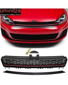 Fits 15-16 VW Golf 7 MK7 GTI Style Front High Bar Black Red Trim Grille Grill