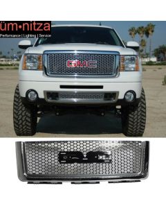 Fits 07-13 GMC Sierra 1500 Front Upper Grille Guard Mesh Honeycomb Grill Chrome