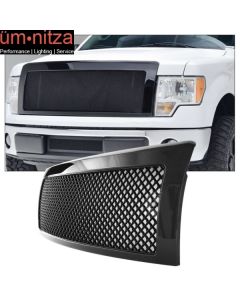 Fits 09-14 Ford F150 Front Upper Mesh Grille Glossy Black w/ Shell - ABS