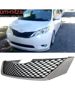 Fits 11-17 Toyota Sienna SE Style Front Upper Mesh Grill Chrome Black