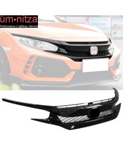 Fit 16-21 Honda Civic 10th Gen FK8 Type R T-R Style Front Grille ABS Gloss Black