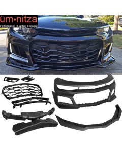 Fits 16-18 Chevy Camaro ZL1 Style Unpainted Front Bumper Cover Conversion w/ Lip