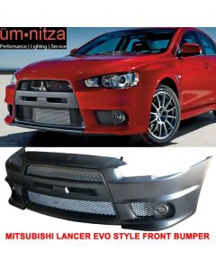 Fits 08-15 Mitsubishi Lancer EVO Style Front Bumper Cover Conversion Fog Lights