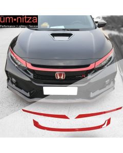 Fits 16-21 Honda Civic Type R Style Red Grille Trim 3Pc - ABS