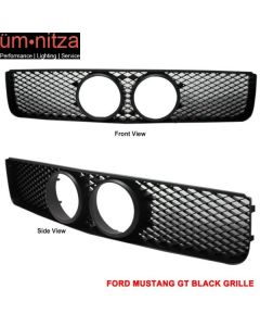 Fits 05-09 Mustang GT Black Honeycomb Hood Grille Fog Hole