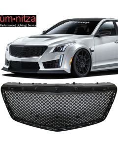 Fits 14-19 Cadillac CTS 4Dr B Style Unpainted Front Bumper Hood Grille Grill ABS