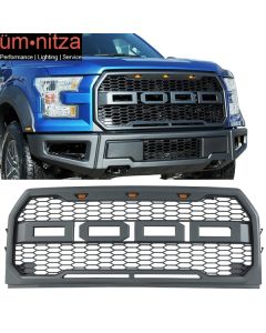 Fits 15-17 Ford F150 R Style Front Bumper Hood Mesh Grille Replacement w/ LED