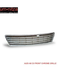 Fits 98-01 Audi A6 Quattro C5 V6 Badge Less Style Front Bumper Hood Grille ABS