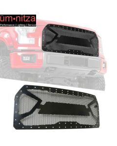 Fits 15-17 Ford F-150 Black Front Bumper Mesh Grille Guards W/ Ford Letters