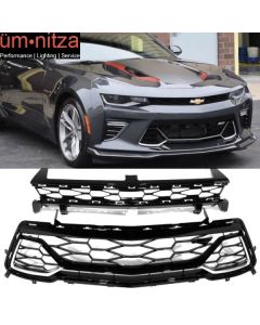 Fit 16-18 Chevrolet Camaro SS 50th Anniversary Front Bumper Upper + Lower Grille