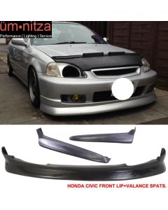 Fits 99-00 EK Civic 2/4Dr CS PU Front Bumper Lip+Rear Bumper Lip Valance Spats