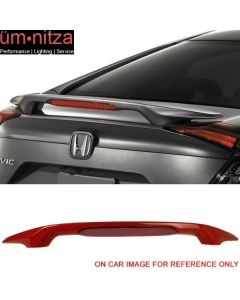 Fits 16-18 Civic Sedan OE Painted#R513 Rallye Red Trunk Spoiler LED Brake Light