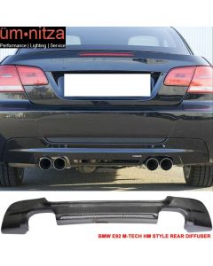 Fits 07-13 Fit BMW 3-Series E92 MSport HM Style Rear Bumper Diffuser Carbon Fiber CF