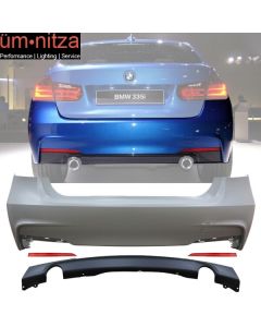 Fits 12-18 Fit BMW F30 3-Series MT M Sport Sedan Rear Bumper Cover Lip Diffuser