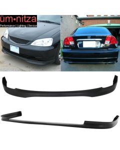 Fits 01-03 Honda Civic 4DR TR Style Front + Rear Bumper Lip - PP